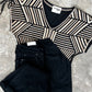 Savanna Jane Embroidered Top With Tie Sleeve Detail In Taupe & Black