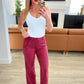 Judy Blue High Rise Front Seam Straight Jeans in Burgundy