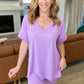 Buttery Soft V-Neck Bike Short Set in Lavender