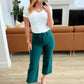 Judy Blue High Rise Tummy Control Wide Leg Crop Jeans in Teal