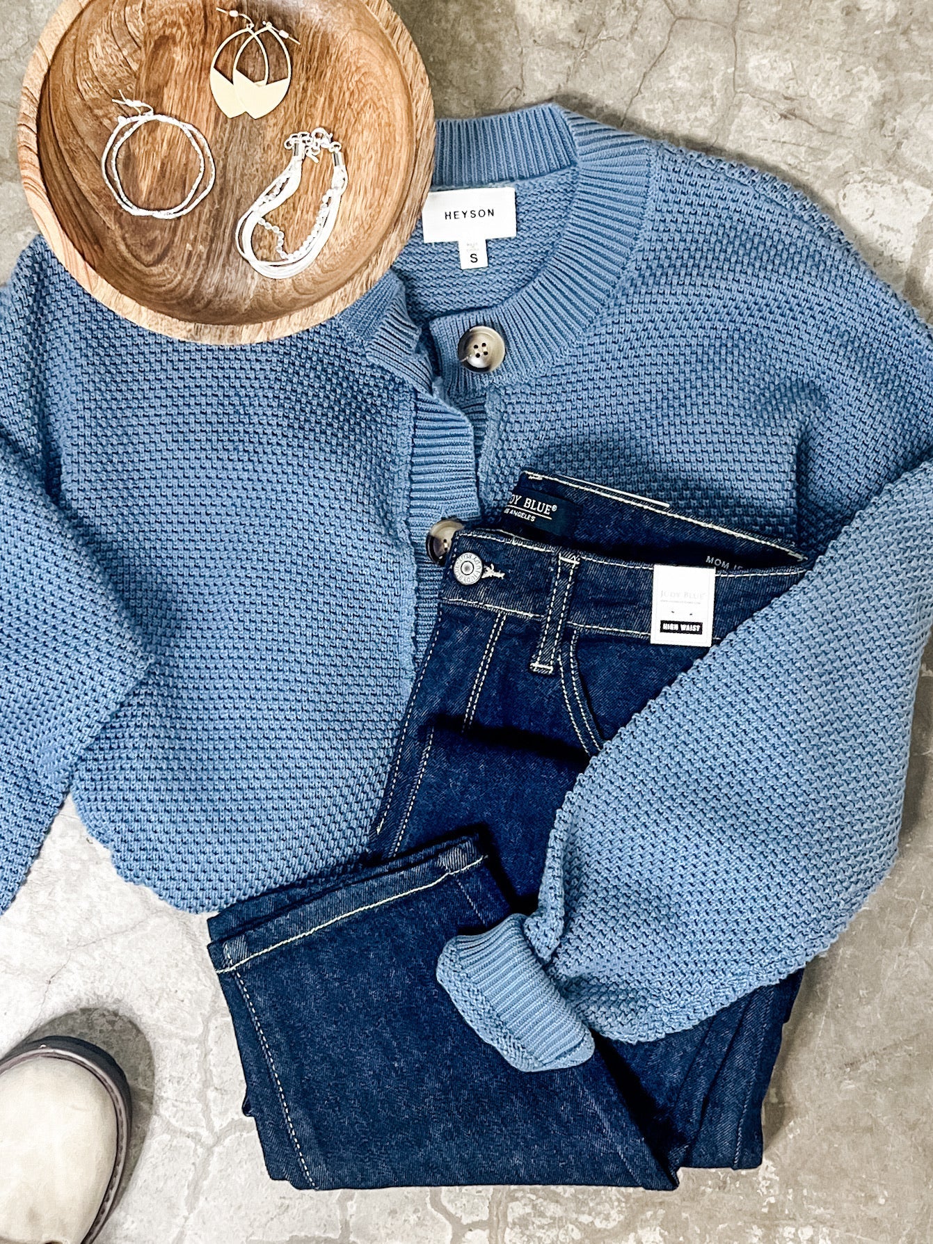 Button Down Sweater Cardigan Blue Nova
