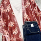Ultra Soft Velvet Floral Kimono In Dusty Pink