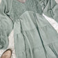 Tiered Smocked Dress With Balloon Sleeves In Olive