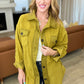 Oversized Basic Fleece Shacket in Olive Mustard