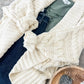 Open Front Cable Knit Cardigan In Natural Cream