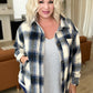 Oversized Longline Plaid Shacket in Navy