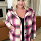 Oversized Longline Plaid Shacket in Magenta