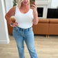 Judy Blue Mid Rise Contrast Wash Wide Leg Jeans