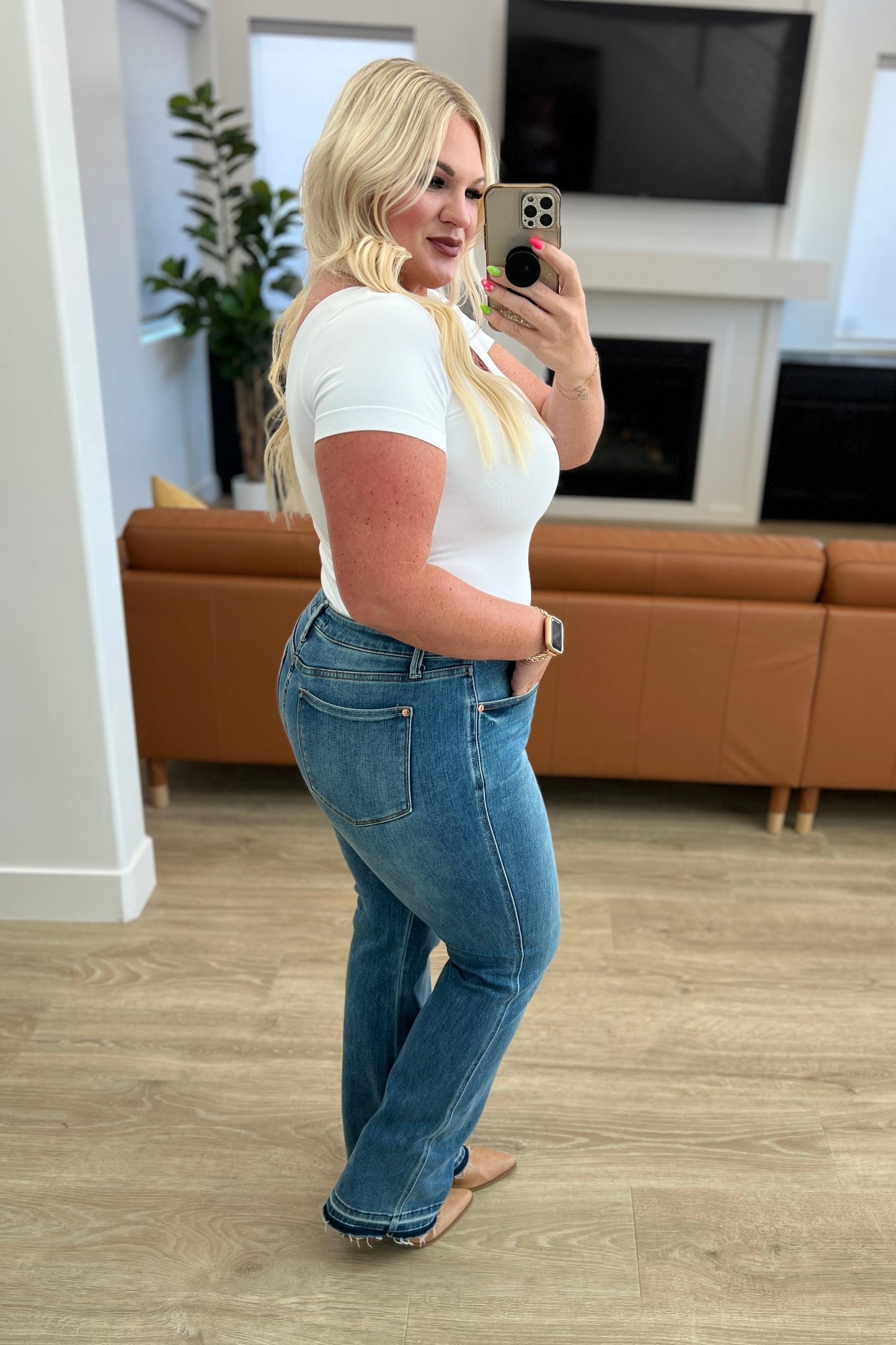 Judy Blue High Rise Tummy Control Release Hem Slim Bootcut Jeans