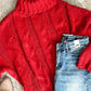 Cozy Cable Knit Sweater In Christmas Red