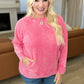 Acid Wash French Terry Pullover in Fuchsia