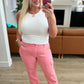 Judy Blue High Rise Pink Garment Dyed Cargo Straight Leg Jeans