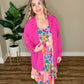 Button Down Stretchy Shacket In Malibu Pink