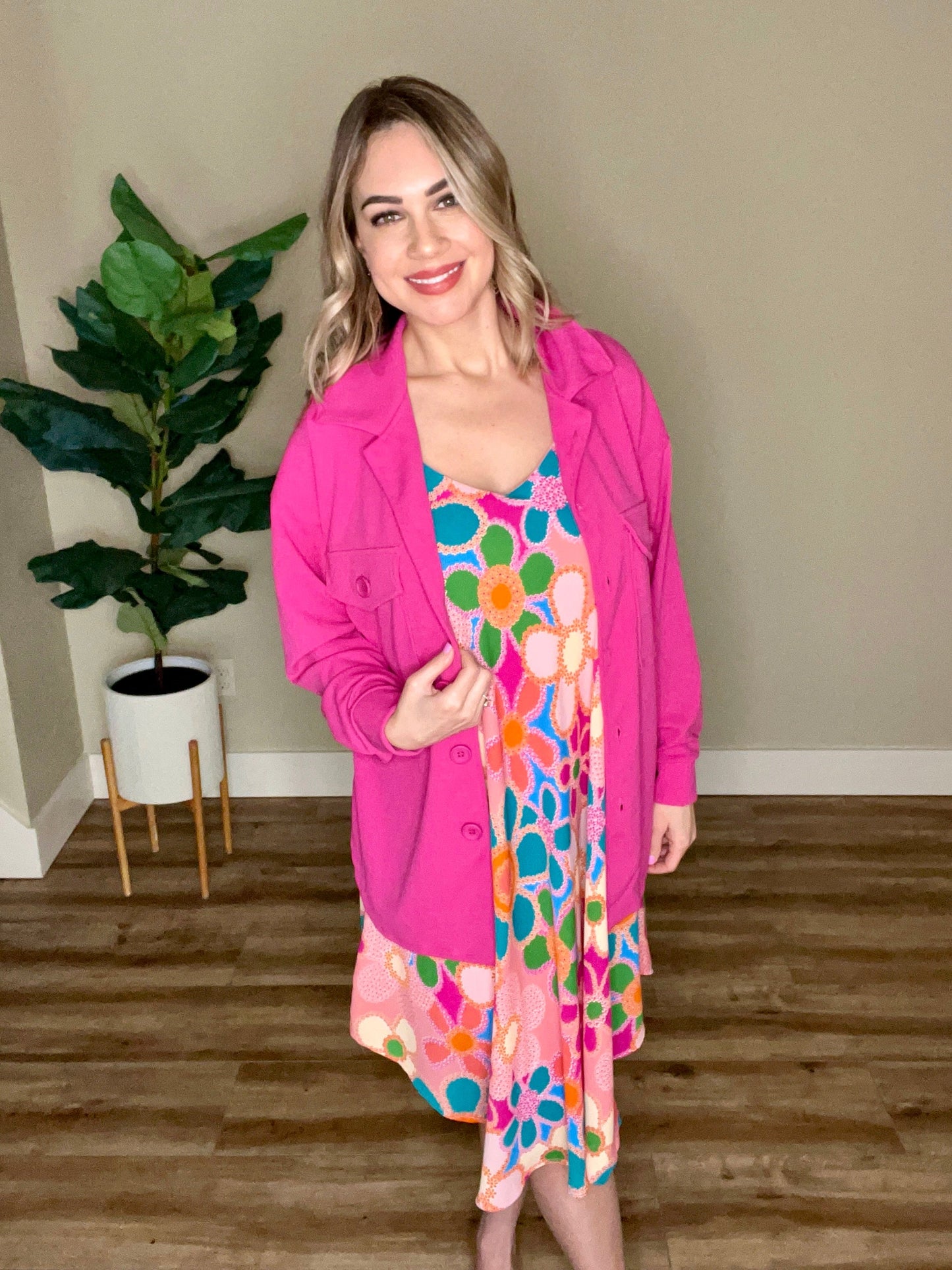 Cheery 70's Floral Flowy Dress