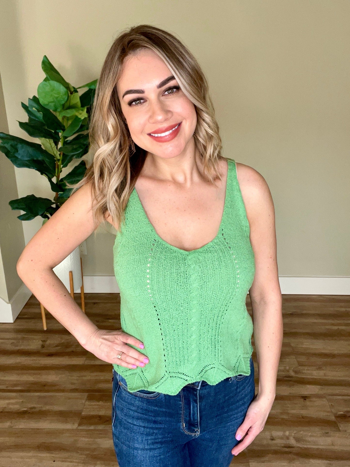 Knit Sleeveless Top In Sea Green