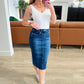Judy Blue High Rise Denim Midi Skirt