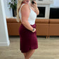 Self-Tie Tulip Hem Skirt in Dark Burgundy