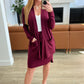 Slouchy Pocket Open Cardigan in Dark Burgundy
