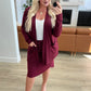 Self-Tie Tulip Hem Skirt in Dark Burgundy