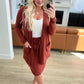 Slouchy Pocket Open Cardigan in Dark Rust