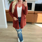 Slouchy Pocket Open Cardigan in Dark Rust