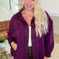 Oversized Basic Fleece Shacket in Plum