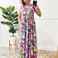 Maxi Dress With Pockets In Bright Neon Flowers