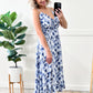 Ruffle Hem Midi Dress With Pockets In Porcelain Blue Florals