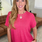 Dolman Short Sleeve Front Seam Top in Viva Magenta