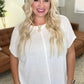 Dolman Short Sleeve Front Seam Top in Off White