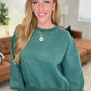 Acid Wash Oversized Pullover in Dark Green