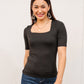 Alyssa Square Neck Tee in Black