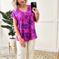 V Neck Blouse In Orchid & Royal Purple