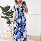 Navy Surplice Floral Maxi Dress With Tie Belt Detail In Blue Watercolors