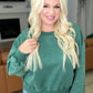 Acid Wash Oversized Pullover in Dark Green