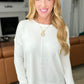 Front Seam Round Neck Sweater in Ivory