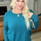 Front Seam Round Neck Sweater in Heather Ocean Teal