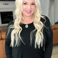 Front Seam Round Neck Sweater in Black