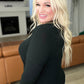 Front Seam Round Neck Sweater in Black