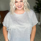 Round Neck Cuffed Sleeve Top in Heather Grey