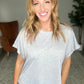 Round Neck Cuffed Sleeve Top in Heather Grey