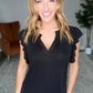 Listen Up V-Neck Top in Black