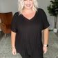 V-Neck Top and Biker Short Set in Black