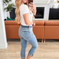 Judy Blue Mid Rise Cuffed Skinny Capri Jeans