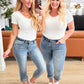 Judy Blue Mid Rise Cuffed Skinny Capri Jeans