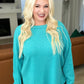 Ribbed Brushed Hacci Sweater in Light Teal
