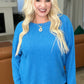Ribbed Brushed Hacci Sweater in Ocean Blue