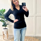 Collared Long Sleeve Top In Black