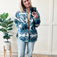 Teal Aztec Print Button Down Shacket 11.24