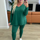 Buttery Soft V-Neck Long Sleeve Loungewear Set in Dark Green